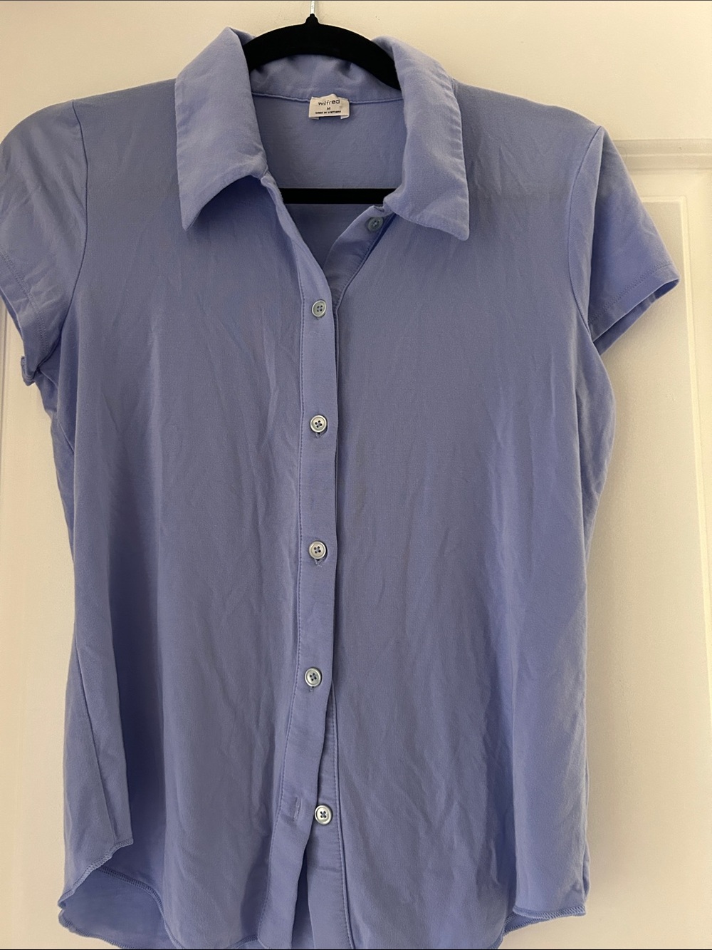 Aritzia Lavender Short-Sleeve Button-Down Shirt